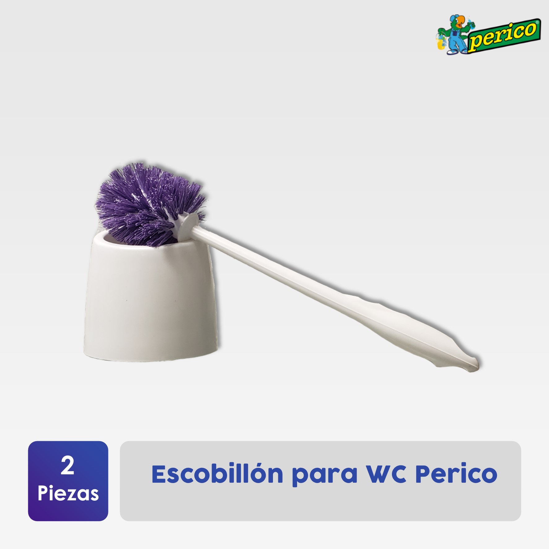 Cepillo para WC Perico con mango largo y base plástica semirrígida