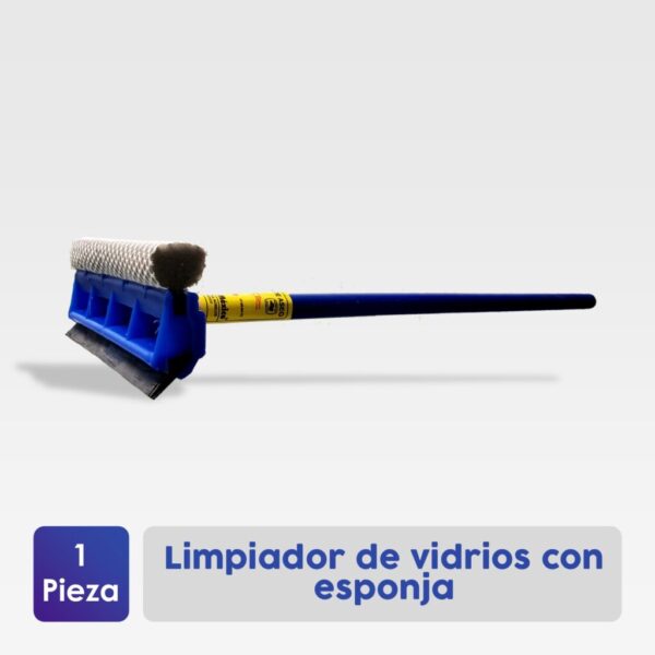 Limpia vidrios Jumbo con esponja y jalador de goma, ideal para obtener superficies limpias y sin rayas.