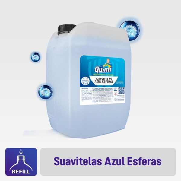 Ropa más suave y fresca con el Suavizante Azul en Esferas, ideal para lavado en casa o negocio.