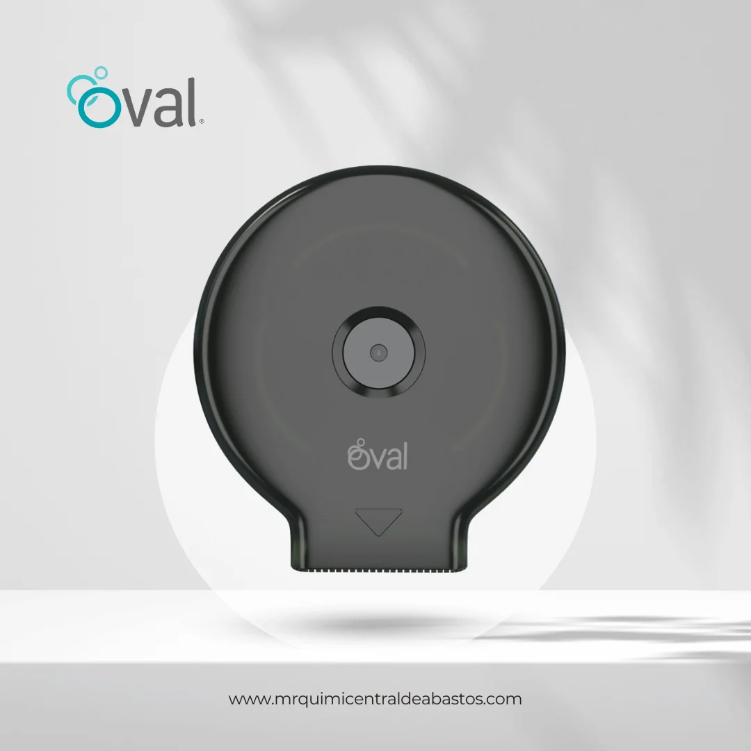 Modelo DV003 Oval: dispensador de papel jumbo negro de uso rudo