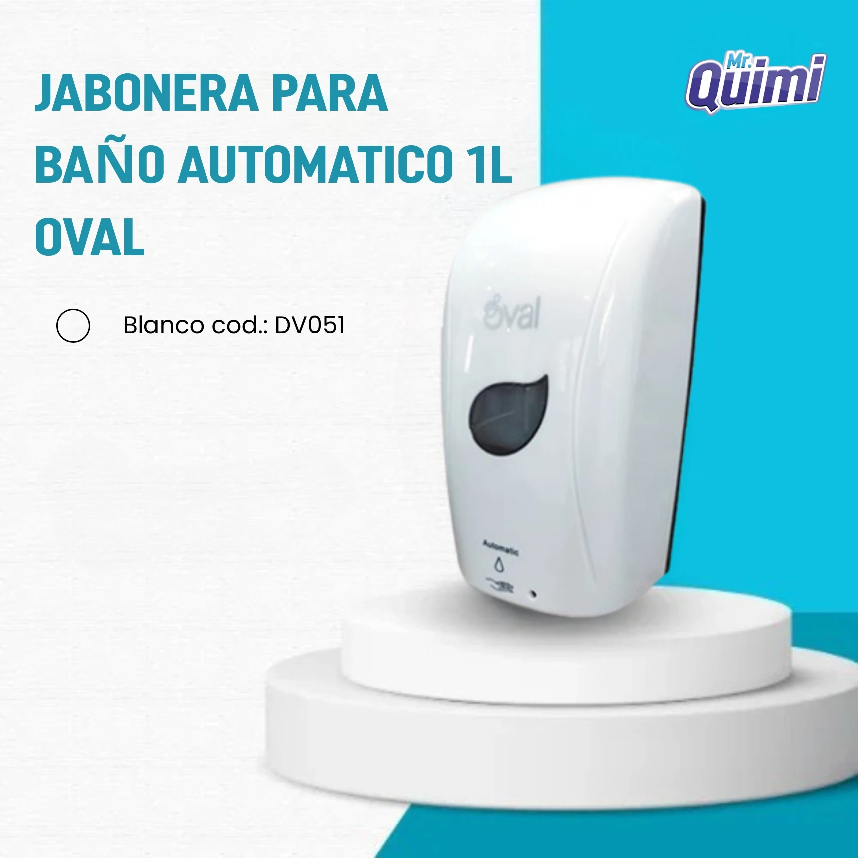 Jabonera automática para baño Oval de 1 litro compatible con jabón líquido o espuma