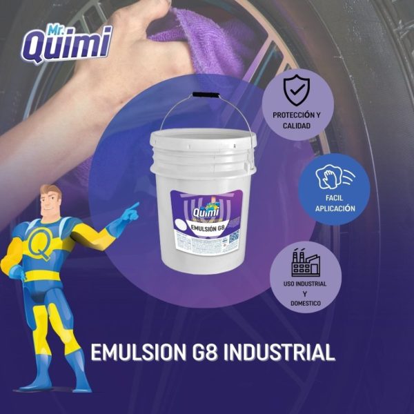 "Emulsión Industrial G8: protección y calidad con fácil aplicación para industrias y hogares."