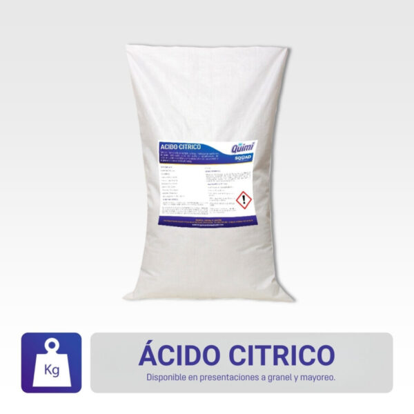 Ácido cítrico para limpiar: eficaz, seguro y biodegradable. Usado en jabones, detergentes y desincrustantes. Disponible en Mr. Quimi Central de Abastos y Pirineos
