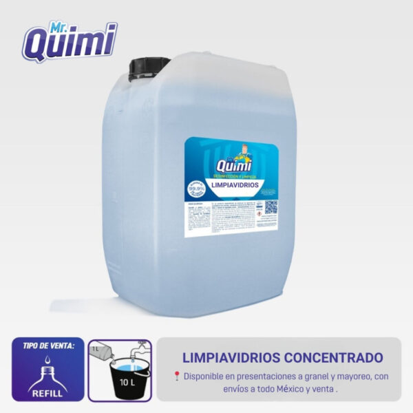 Concentrado limpiavidrios azul: máxima limpieza y brillo en vidrios, espejos y superficies transparentes. Envios a todo México.