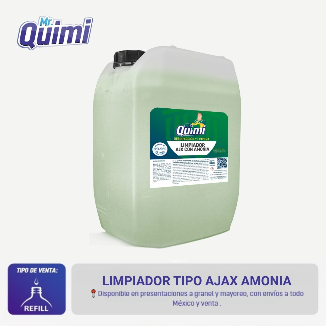 Limpiador con amonio: elimina grasa, suciedad y olores, dejando brillo e higiene en cada aplicación.