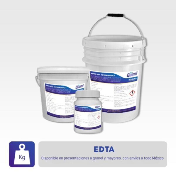 Ácido Etilendiaminotetraacético (EDTA), agente quelante para control de dureza en detergentes, cosméticos, agroquímicos y procesos industriales.