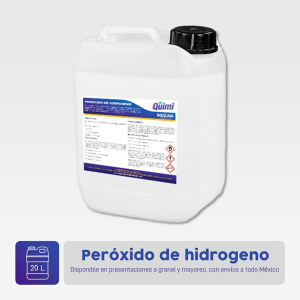 Peróxido de hidrógeno 50%: eficaz desinfectante y oxidante para limpieza, agua y procesos químicos. Disponible en Mr. Quimi Central de Abastos con envíos a todo México.