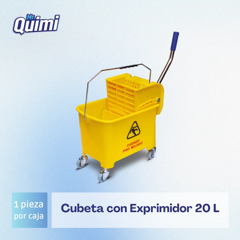 Cubeta oval de 20 L con exprimidor de trapeador industrial — ideal para limpieza profesional y doméstica.