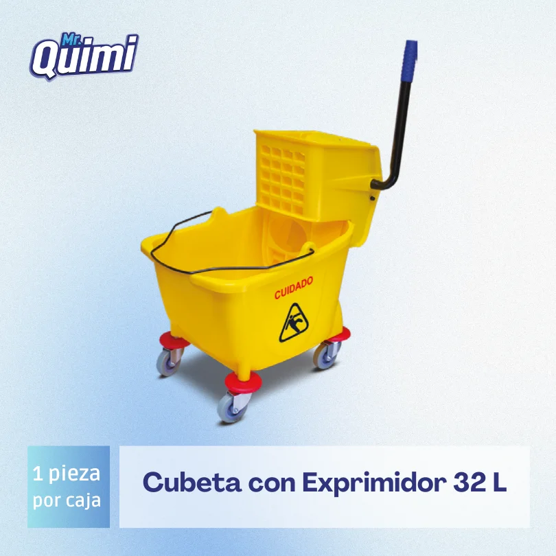 Cubeta oval de 32 litros con exprimidor reforzado — ideal para limpieza profesional, industrial y de grandes superficies.
