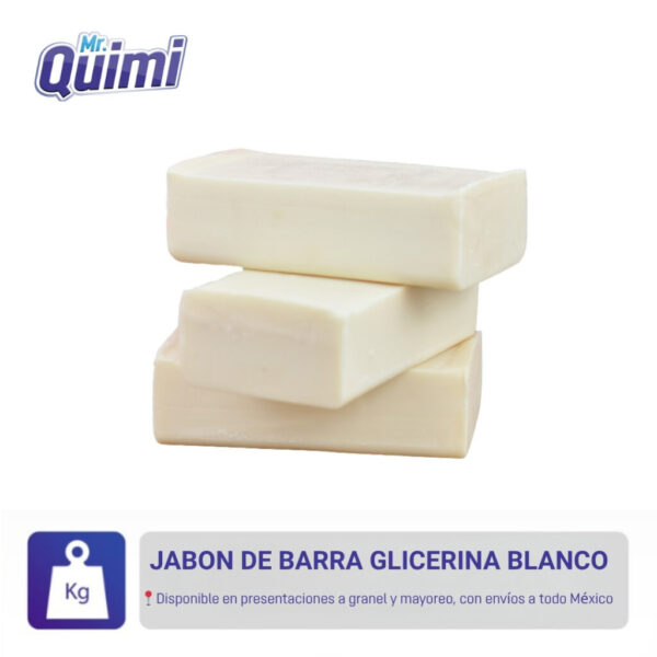 Jabón de glicerina blanca en barra para elaborar jabones artesanales.